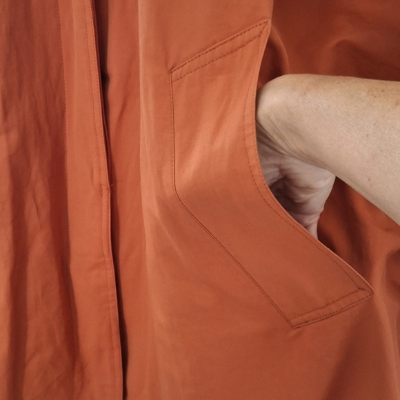 French Coat Vintage Wool Women’s Burnt Orange Large Pockets long - Picture 7 of 8